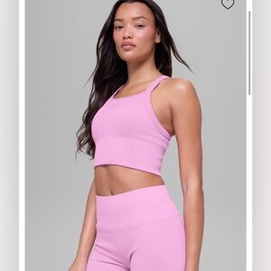 ALO Yoga Candy Heart Pink Ribbed Favorite Bra Tank